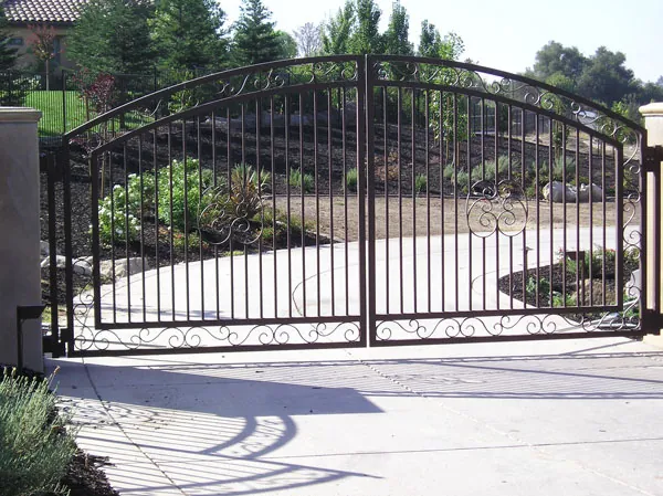 Finished wrought iron driveway gate